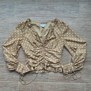 Finders Keepers Polkadot Tassel Gingham Blouse